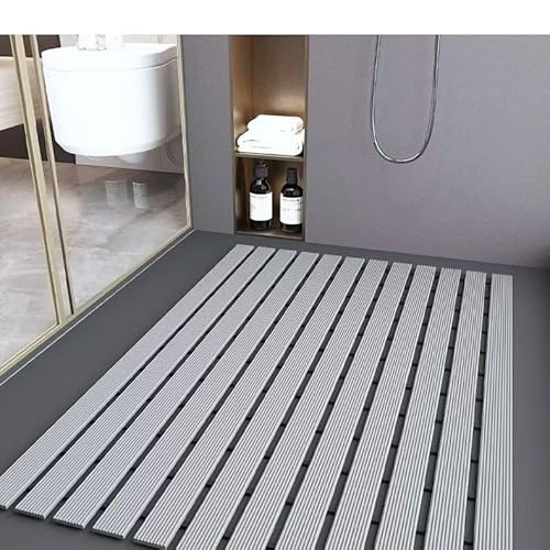 POVVFRTY Große Badezimmer-Anti-Rutsch-Matte, Duschraum, Duschraum, wasserdichte Fußmatte, Hotel-WC, Badezimmer, Dusche, Anti-Fall-Fußmatte(Gray) von POVVFRTY