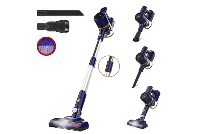 POWEART Akku-Hand-und Stielstaubsauger Akku Staubsauger,Akkusauger,Kabelloser Staubsauger 2600mah Staubsauger, 40000pa,Hepa*2,6 in1 Staubsauger mit Biegsames Faltrohr, Akku Stielstaubsauger mit 45 Min Laufzeit, 1.2L Große Staubbehälter 8 in1 Staubsauger mit Biegsames Faltrohr von POWEART