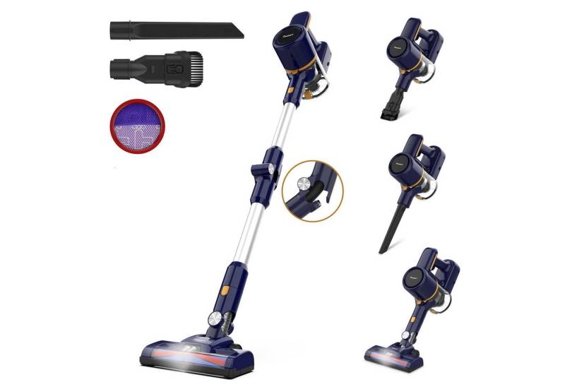 POWEART Akku-Hand-und Stielstaubsauger Akku Staubsauger,Akkusauger,Kabelloser Staubsauger 2600mah Staubsauger, 40000pa,Hepa*2,6 in1 Staubsauger mit Biegsames Faltrohr, Akku Stielstaubsauger mit 45 Min Laufzeit, 1.2L Große Staubbehälter 8 in1 Staubsauger mit Biegsames Faltrohr von POWEART