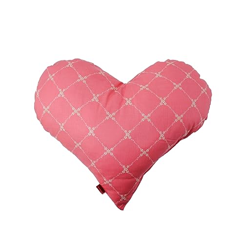 POWER INN Herzkissen groß ca. 50x43cm | Geschenk zur Hochzeit, Muttertag oder Valentinstag | Dekokissen und Kuschelkissen in Herzform | Stoff 100% Baumwolle | (Rosa mit weißen Blümchen) von POWER INN