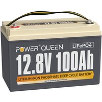 Power Queen - 12V 100Ah Batterie Lithium Akku LiFePO4, 1280Wh Lithium Batterie mit 100A bms, 4000+ Ladezyklen, perfekter Ersatz für Blei-Säure, sla, von POWER QUEEN