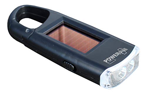 POWERplus Viper Solar LED Taschenlampe mit Karabinerhaken Solarbetriebene Taschenformat Lampe Schwarz von POWER plus
