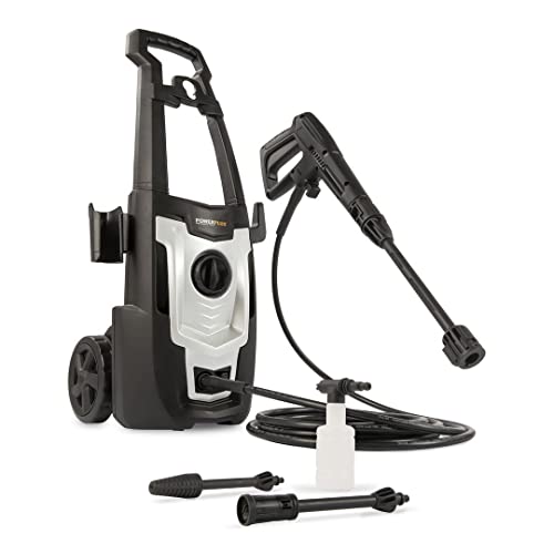 Powerplus Elektrischer Hochdruckreiniger POWXG90405-1400 Watt Terrassenreiniger, Start/Stopp-Funktion, Max. 110 Bar Druck und 50°C Temperatur, 5 m Schlauch und Zubehör inbegriffen von POWERPLUS