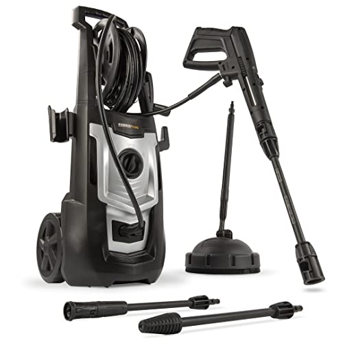 Power Plus Powerplus Elektrischer Hochdruckreiniger POWXG90410-1800 Watt Terrassenreiniger, Start/Stopp-Funktion, Max. 140 Bar Druck und 50°C Temperatur, 8 m Schlauch und Zubehör inbegriffen von POWERPLUS