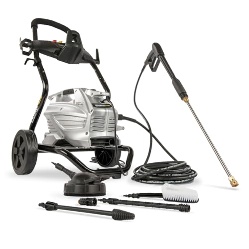 Powerplus Elektrischer Hochdruckreiniger POWXG90430-3100 Watt Terrassenreiniger, Start/Stopp-Funktion, Max. 190 Bar Druck und 50°C Temperatur, 10 m Schlauch und Zubehör inbegriffen von POWERPLUS