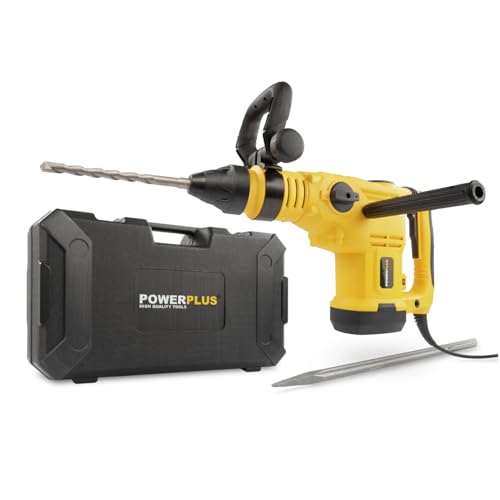 POWER plus Elektro Bohrhammer POWX1190-1600 W Leistung und 25 J - Schlagbohrmaschine 2300 Schläge pro Minute - Abbruchhammer inkl. Plotterspitze und Bohrer - SDS Max-Anschluss von POWERPLUS
