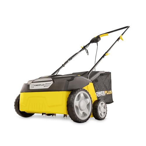 Powerplus Elektro-Rasenvertikutierer POWXG7513-1400 W und 320 mm Schnittbreite, 2-in-1-Lüfter und Elektro-Vertikutierer für Ihren Garten von POWERPLUS