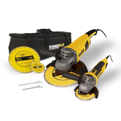 Powerplus Elektro-Winkelschleifer-Set POWX06250-2 Schleifer 2000W + 750 W - Schleifscheibe 230mm ᴓ + 115mm ᴓ, 4 Acc. von POWERPLUS