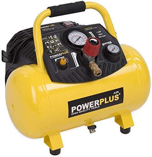 Powerplus Kompressor POWX1723 Druckluftkompressor ölfrei mit 12l Tank - Luftkompressor mit Druckluft als Luftpumpe für Fahrrad - Kompressor mit 1100 W und 10 bar von POWER plus