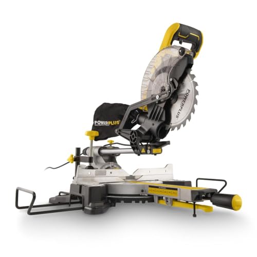 Powerplus elektrische Kapp und Gehrungssäge POWX075720DB - 1600W Gehrungs- und Kappsäge, Ø210mm - mit Gehrungsschnitte - mit 1 Acc. von POWERPLUS