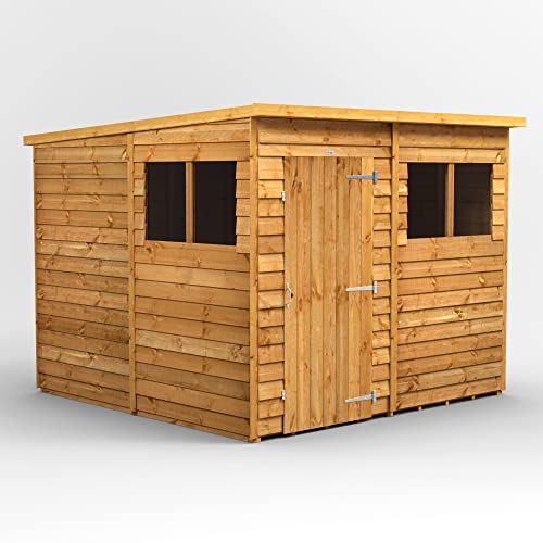 POWER High Grade Premium Pent Overlap Wooden Shed with Security Features, Door & Window Flexibility, Made from Extra Thick Timber & Toughened Glass von POWER