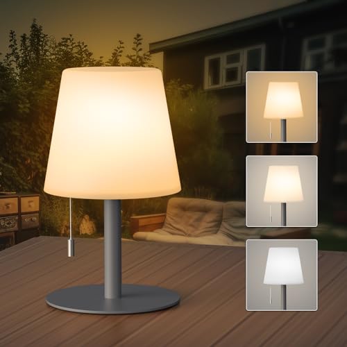 Tischlampe Kabellos Warmweiß LED Tischleuchte Kabellos Dimmbar LED Tischlampe Akku Wasserdicht IP44 Ideales Tischlampe Outdoor Dekor Tischlampe USB Aufladbar Für Haus Garten Hotel Balkon Esstisch von POWERBEAUTY