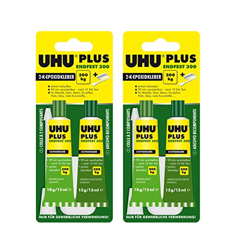 2 x UHU PLUS endfest 300 2-K-Epoxidkleber, 2 x 33g 2 x UHU PLUS endfest 300 2-K-Epoxidkleber, 2 x 33g von POWERHAUS24