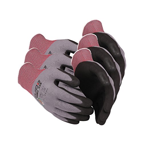 3 x Guide 580 Schutzhandschuhe aus nahtlosem Nylon-Garn (3-Faden-Technik), schwarz-grau, mit Handschuhberater, 3 Paar-9 von POWERHAUS24
