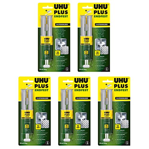 5 x UHU PLUS endfest 2-K-Epoxidkleber 5 x 25g für höchste Belastungen von POWERHAUS24