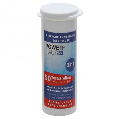 50 Teststäbchen 3 in 1 Teststreifen Teststrips für Chlor, pH Wert und Algenschutz, für Pool und Whirlpool von POWERHAUS24