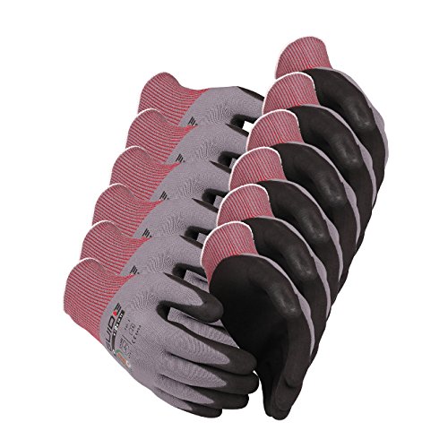 6 x Guide 580 Schutzhandschuhe aus nahtlosem Nylon-Garn (3-Faden-Technik), schwarz-grau, mit Handschuhberater, 6 Paar-10 von POWERHAUS24