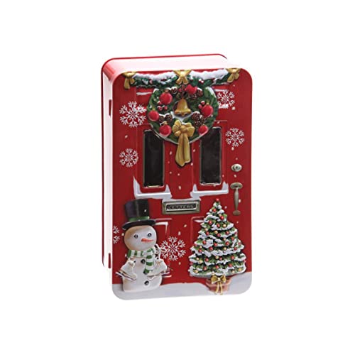 POWERHAUS24 Blechdose winterliche Haustür, Geschenk, Aufbewahrung, Deko, Spielzeug, ohne scharfe Kanten, lebensmittelecht, ca. 20,5 cm x 12 cm, 2 Rezepte inklusive von POWERHAUS24