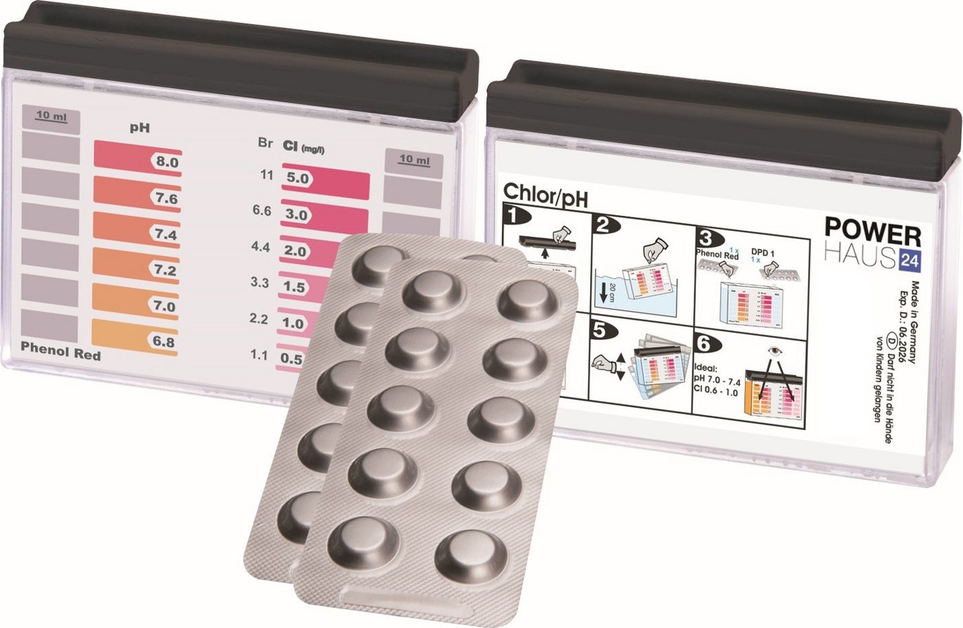 Keksdose POWERHAUS24 Tester mit 20 Testtabletten, Chlor &, Metal Keksdose POWERHAUS24 Tester mit 20 Testtabletten, Chlor &, Metal von POWERHAUS24