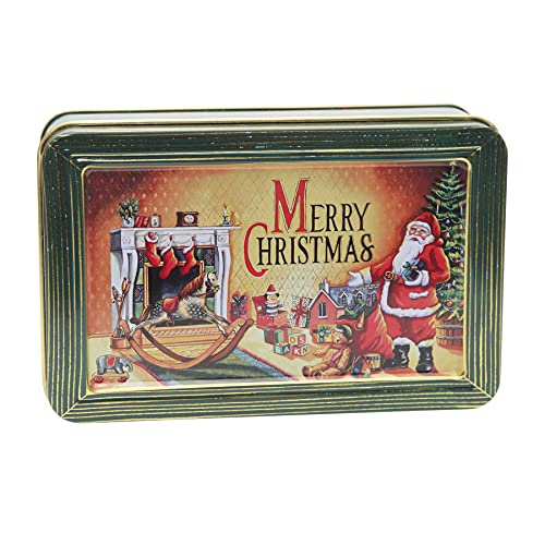 POWERHAUS24 Mini-Blechdose Frohe Weihnachten, Geschenk, Aufbewahrung, Deko, ohne scharfe Kanten, lebensmittelecht, ca. 13,5 cm x 8,5 cm, 2 Rezepte inklusive von POWERHAUS24
