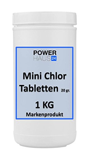 POWERHAUS24 Mini Chlor Tabletten 20 gr. 1 KG Markenqualität von namhaften Herstellern, Langzeitdesinfektion von POWERHAUS24