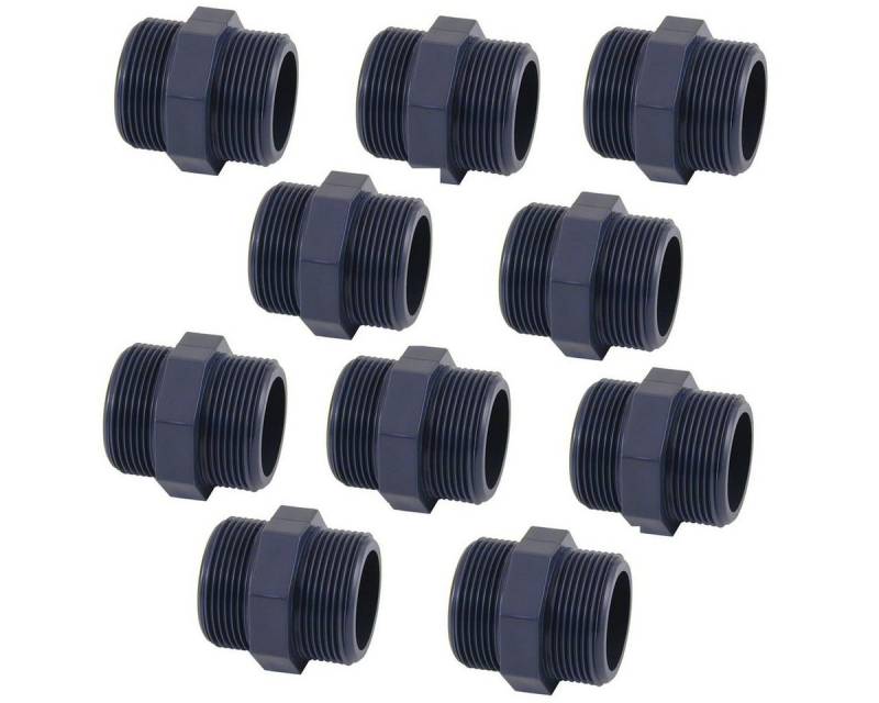 POWERHAUS24 Anschlussstück 10er PVC Doppelnippel 1 1/2 Zoll AG von POWERHAUS24