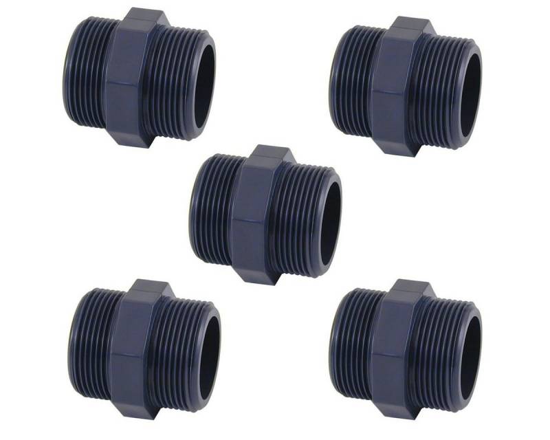 POWERHAUS24 Anschlussstück 5er PVC Doppelnippel 1 1/2 Zoll AG von POWERHAUS24