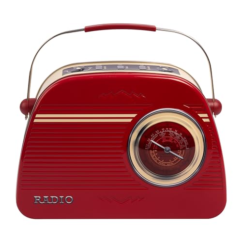 POWERHAUS24 Blechdose in Retro-Stil Radio Klassiker, Farbe Rot, Dekoration, Geschenkbox, Aufbewahrung, lebensmittelecht, ca. 26,5 x 18,5 cm, Edition mit 2 Rezepten von POWERHAUS24