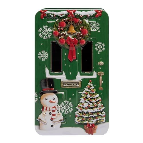 POWERHAUS24 Blechdose weihnachtliche Haustür (grün), Dekoration, Aufbewahrung, Geschenkbox, lebensmittelecht, ca. 20,5 x 12 cm Weihnachtsedition inkl. 2 Rezepte von POWERHAUS24