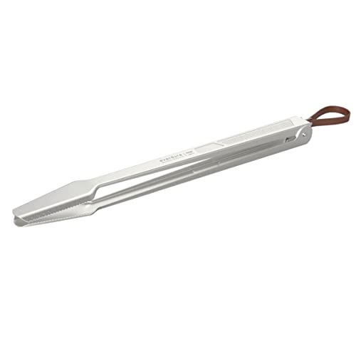 POWERHAUS24 Grillzange Everdure Quantum Steel Serie, Länge: 355 mm, lebensmittelsicher, mit praktischem Aufhänger aus Leder, Profi-Qualität von POWERHAUS24