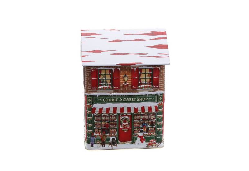POWERHAUS24 Keksdose Blechdose Sweetshop 20,5 x 14 cm & Backrezept, Blech, (Spar-Set) von POWERHAUS24