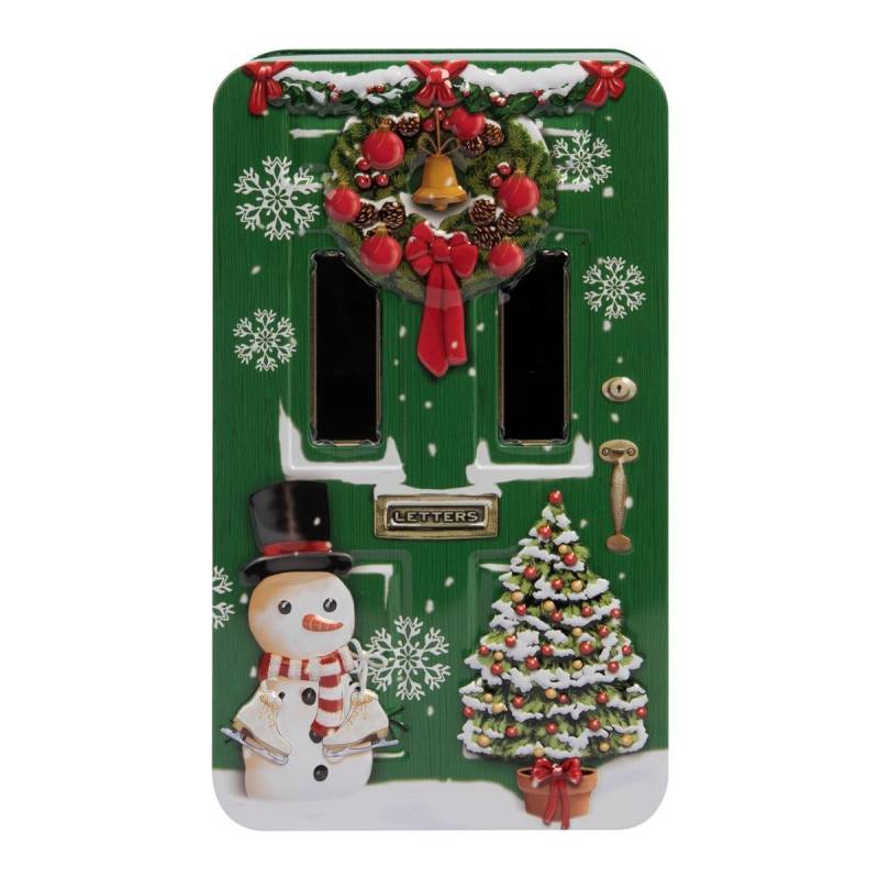 POWERHAUS24 Keksdose Blechdose weihnachtliche Haustür ca. 20,5 x 12 cm, Blech, (Einzelartikel) von POWERHAUS24