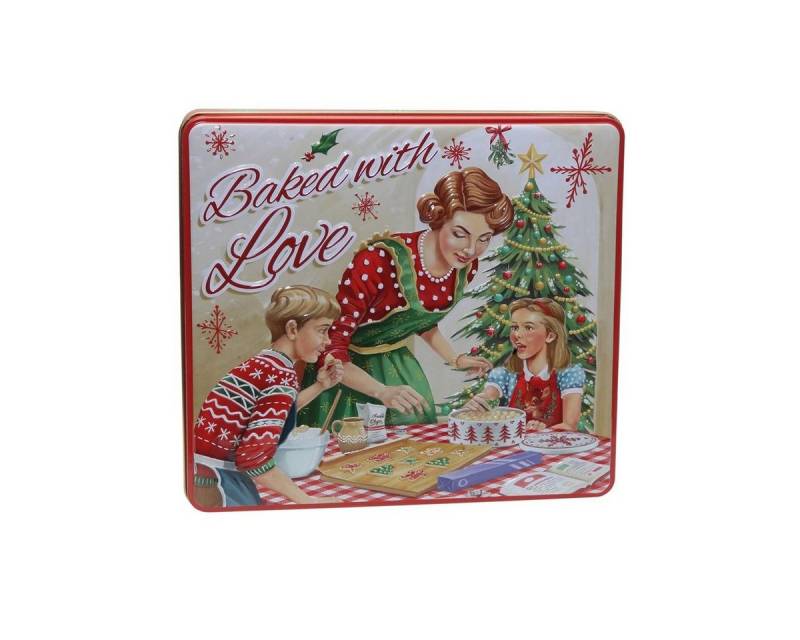 POWERHAUS24 Keksdose Nostalgische Blechdose "Mit Liebe gebacken", Blech, (Spar-Set) von POWERHAUS24