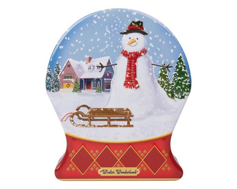 POWERHAUS24 Keksdose Winterliche Blechdose Schneekugel mit Schneemann, Metall, (Einzelstück) von POWERHAUS24