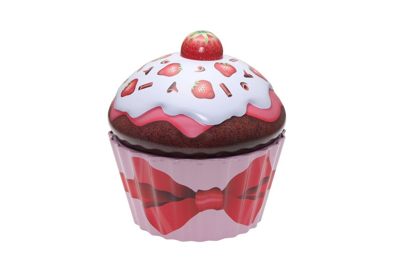 POWERHAUS24 Keksdose XL-Cup Cake Blechdose mit Erdbeeren 17 x 16 cm, Blech, (Spar-Set) von POWERHAUS24