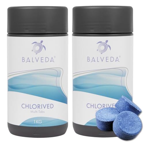 POWERHAUS24 Spar-Set 2X BALVEDA CHLORIVED Multi-Tabs 20 g Tabletten, Desinfektion & Algenschutz, 2X 1 kg, langsam löslich, pH neutral von POWERHAUS24