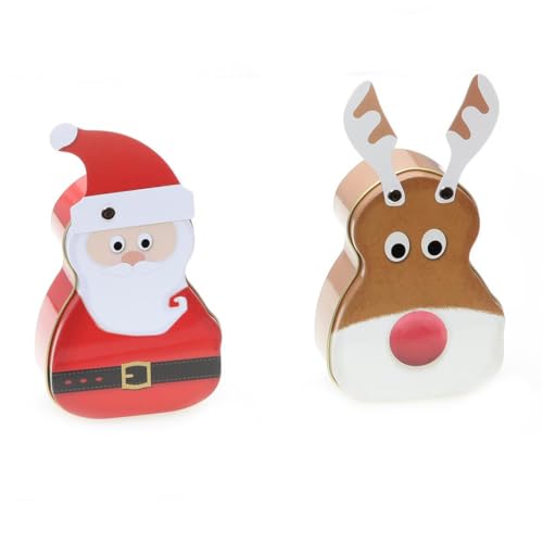 POWERHAUS24 Santa, Schneemann & Rentier, 3 Mini Blechdosen Vol. je 200ml mit PH24 Backrezept von POWERHAUS24