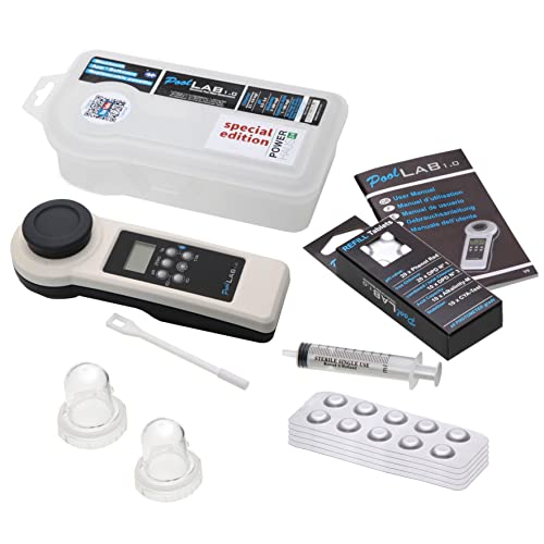 POWERHAUS24 Special Edition: 13 in 1 PoolLAB® 1.0 elektronischer Wassertester mit 70 Testtabletten inkl. Ersatzküvette von POWERHAUS24
