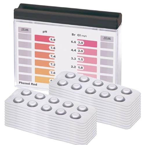 Wassertester für Chlor und pH Wert mit 200 Reagenztabletten je 100 x Chlor DPD1 und 100 x pH Phenol Red von POWERHAUS24