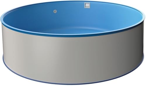 Runder Stahlwandpool-Set Ø 4,00 x 1,20 m, Stahlwand 0,6 mm, inkl. Bodenschienen & Handlauf, Einbauskimmer-Set, Innenhülle 0,6 mm in Blau, Made in Europe von POWERHAUS24