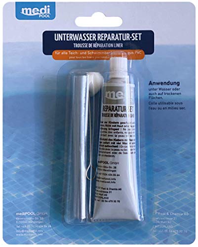 POWERHAUS24 Unterwasserreparatur-Set - Spezial-Unterwasserkleber (Reparatur-Set) - Unterwasser Reparatur-Set für Pool - Schwimmbecken - Innenhüle - Folienreparatur von POWERHAUS24