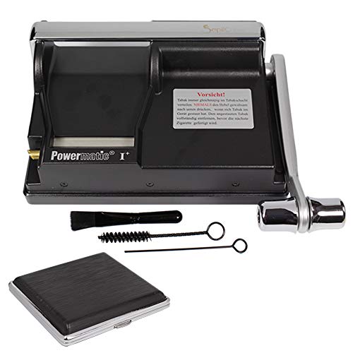 Powermatic 1 Plus Elite Zigarettenstopfmaschine inkl. 1x SEPILO® Zigarettenetui Stopfmaschine I Zigarettenstopfer Zigarettenmaschine (inkl. Etui Schwarz) von Sepilo