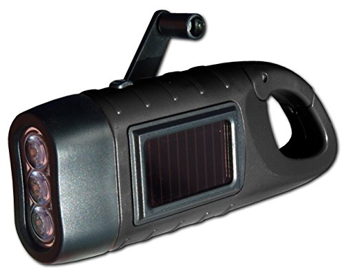 PowerPlus Seepferdchen Dynamo Solar 3 LED Taschenlampe, Stahl, schwarz von POWER plus