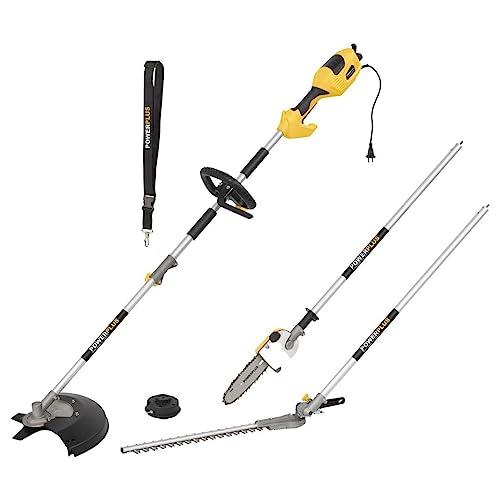POWER plus Elektrisches Garten-Multitool POWXG3020-1000 W 4-in-1 Gartengerät, Heckenschere, Rasentrimmer, Kettensäge und Elektro-Freischneider von POWERPLUS