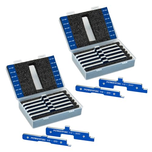 POWERTEC 71579-P2 Oberfräsen-Setup-Blöcke, Holzbearbeitung, Tiefenmesser, Aluminiumfräsen, Abstandshalter-Blöcke, Höhenmesser-Set für Tischsäge, Bandsäge, Messstangen, 2 Sets, 71579-P2 von POWERTEC