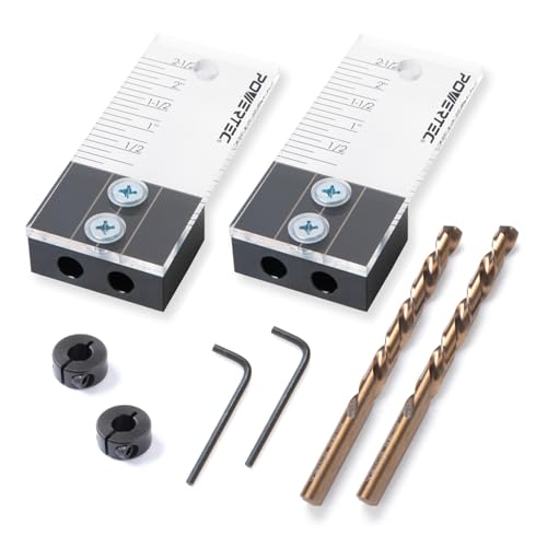 POWERTEC 71716-P2 Dübelbohrvorrichtung mit lasergeschnittenem Zeugenzeichen, inklusive Tiefenskala, Kobalt M-35 Bohrer und Spaltring-Anschlagkragen, 3/8 Zoll, 2 Sets POWERTEC 71716-P2 Dübelbohrvorrichtung mit lasergeschnittenem Zeugenzeichen, inklusive Tiefenskala, Kobalt M-35 Bohrer und Spaltring-Anschlagkragen, 3/8 Zoll, 2 Sets von POWERTEC