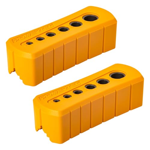 POWERTEC Bohrführung, multifunktionaler Bohrvorrichtungsblock mit 6 gängigen Bohrgrößen, für gerade Bohrlöcher, Holzbearbeitungswerkzeug, 2 Stück (71971-P2) von POWERTEC