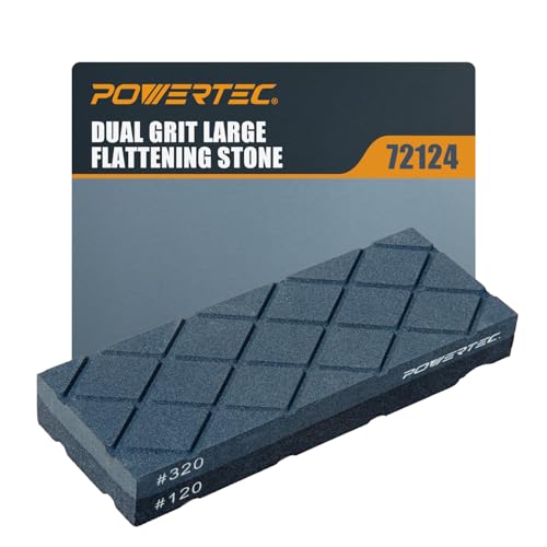 POWERTEC Großer Abflachstein, 120/320 Dual Grit Schleifstein Flatener, Diamantrillen Schleifstein Fixierer für Schleifstein, Nassstein, Wasserstein, Ölstein (72124) von POWERTEC