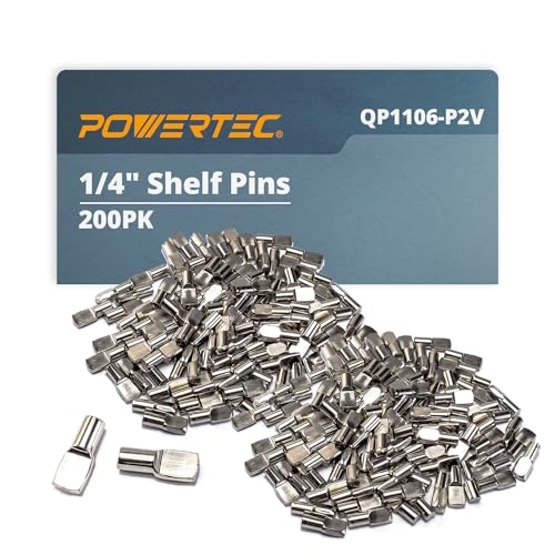 POWERTEC QP1106-P2V 1/4 Inch Shelf Pegs 200 pcs, Spoon Shaped Shelf Pins Support Pegs for Shelves, Kitchen Cabinet Shelf, Bookshelf, Closet and Furniture, Nickel Plated Shelf Holders Pegs POWERTEC QP1106-P2V 1/4 Inch Shelf Pegs 200 pcs, Spoon Shaped Shelf Pins Support Pegs for Shelves, Kitchen Cabinet Shelf, Bookshelf, Closet and Furniture, Nickel Plated Shelf Holders Pegs von POWERTEC