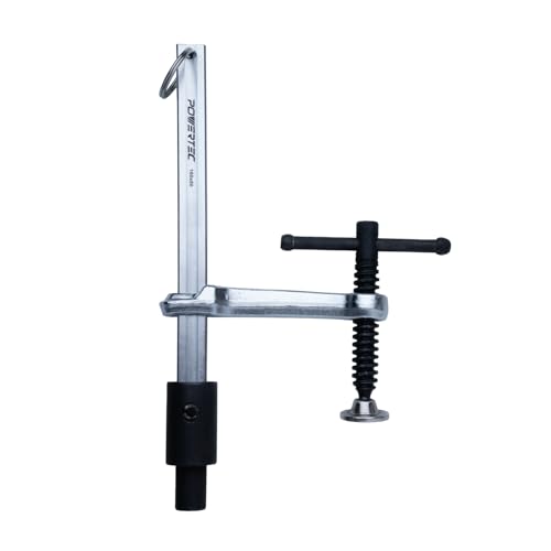 POWERTEC Schweißklemme mit T-Griff – 16 cm maximale Öffnung, 8,9 cm Halstiefe – passend für 16 mm Schweißtischlöcher, robuste Werkbank-Schraubklemme für Schweißen und Fertigung (72234) von POWERTEC